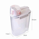 2.3L Kitchen Dry Storage Box with Measuring Cup Plastic Sealed Flour Kitchen Organizer-Rosettas-Country-Kitchen