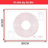Extra Large 32x24 Inch Silicone Non-Stick Non-Skid Pastry Mat With Measurements (Red & Black)-Rosettas-Country-Kitchen