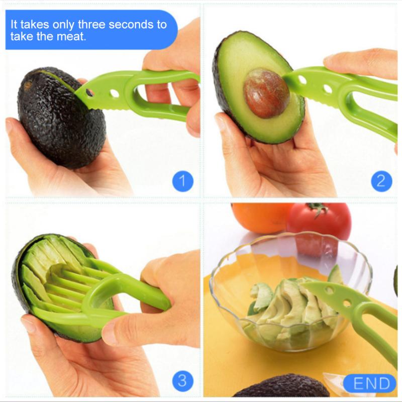 Avocado Slicer 3 In 1 With Silicon Handle Core Division Multi-function  Fruit Knife Avocado Pulp